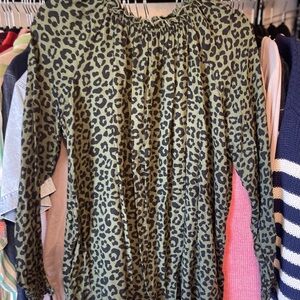 Green Leopard Print Blouse